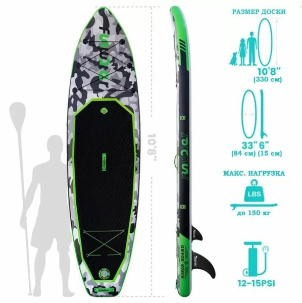 Cапборд (SUP-доска) FunWater Honor Green 11'0 (330x84x15 cm) FW10A